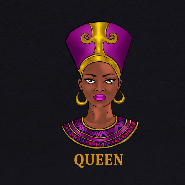 Melanin Queen Nefertiti Afro Black History by dukito